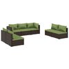 vidaXL 7-delige Loungeset met kussens poly rattan bruin