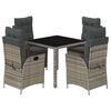 vidaXL 5-delige Tuinset met kussens poly rattan grijs