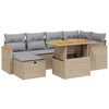 vidaXL 7-delige Loungeset met kussens poly rattan beige