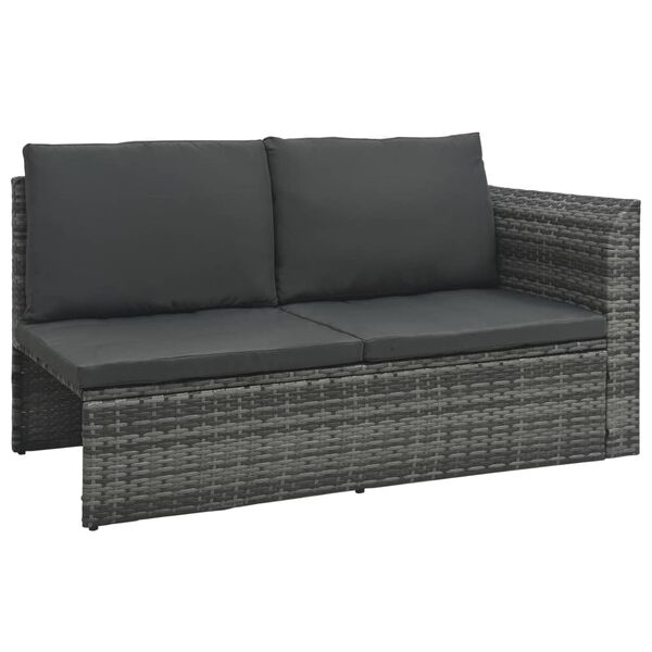 vidaXL 4-delige Loungeset met kussens poly rattan grijs