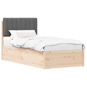 vidaXL Bedframe met Gevoerd Hoofdgedeelte Donkergrijs 90 x 200 cm