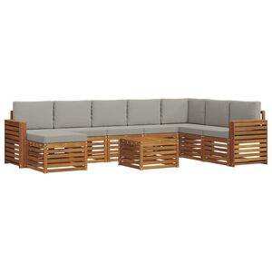 vidaXL Buiten bankenset met kussen 9 pcs Natuurlijk en Lichtgrijs