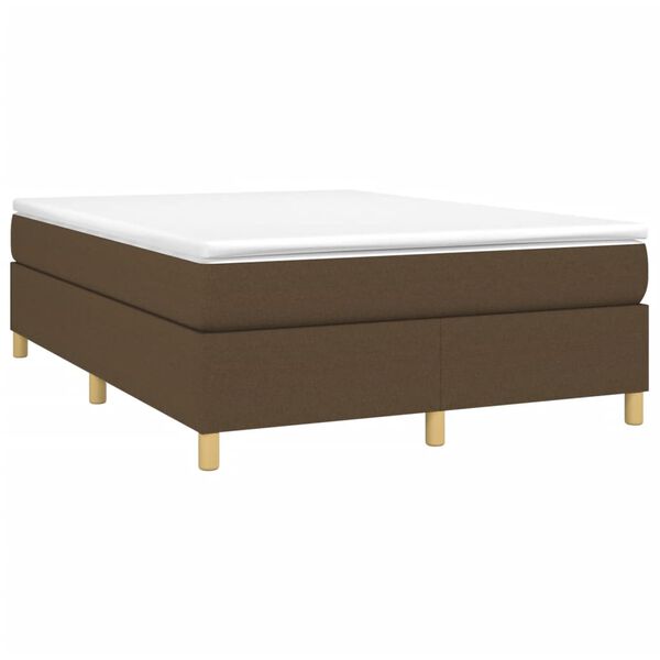 vidaXL Boxspring bed stof donkerbruin 140x200 cm