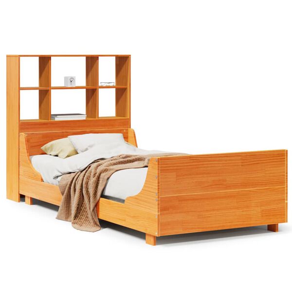 vidaXL Bed met boekenkast zonder matras hout wasbruin 90x190 cm
