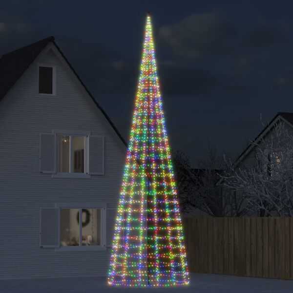 vidaXL LED-kerstboom aan vlaggenmast 3000 LEDs kleurrijk 800 cm