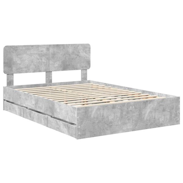 vidaXL Bedframe met lade Beton Grijs 160 x 200 cm Geconstrueerd hout