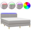 vidaXL Boxspring met matras en LED stof lichtgrijs 140x200 cm