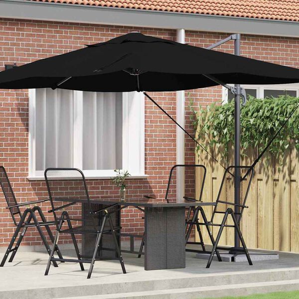 vidaXL Cantilever Roma parasol Zwart en Zwart 352 x 251 x 260 cm