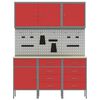vidaXL Werkbank met lade met opslag 8 pcs Rood 150 x 55 x 200 cm Staal