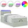 vidaXL Ottoman bed met matras en LED's 90x190cm fluweel lichtgrijs