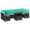 vidaXL 8-delige Loungeset met kussens poly rattan zwart