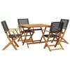 vidaXL 5-delige Tuinset poly rattan en massief hout zwart
