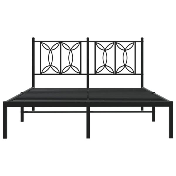 vidaXL Bedframe met hoofdbord metaal zwart 140x200 cm
