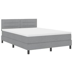vidaXL Boxspring bed met matras met LED Lichtgrijs 160 x 200 cm Stof