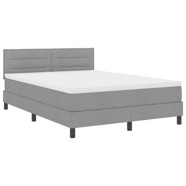 vidaXL Boxspring bed met matras met LED Lichtgrijs 160 x 200 cm Stof