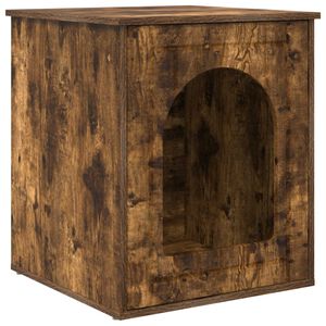 vidaXL Kattenhuis Gerookt eiken 53 x 52 x 62 cm Bewerkt hout
