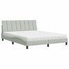 vidaXL Bed met matras "Hanko" fluweel lichtgrijs 160x200 cm