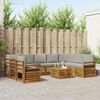 vidaXL Sofa-Sets 10 pcs Natuurlijk en Lichtgrijs Massief Acaciahout