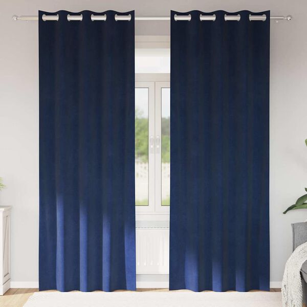 vidaXL Verduisterende gordijnen 2 pcs Donkerblauw 140 x 245 cm Fluweel