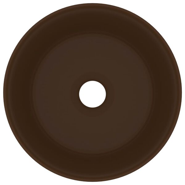 vidaXL Wastafel rond 40x15 cm keramiek mat donkerbruin