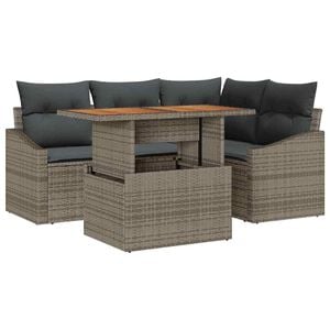 vidaXL Tuin Sofa Set 5 st Grijs Poly riet