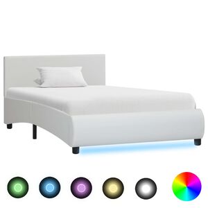 vidaXL Bedframe met LED kunstleer wit 90x200 cm