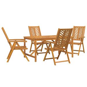 vidaXL Tuin eettafelset 5 st Bruin Massief Acaciahout
