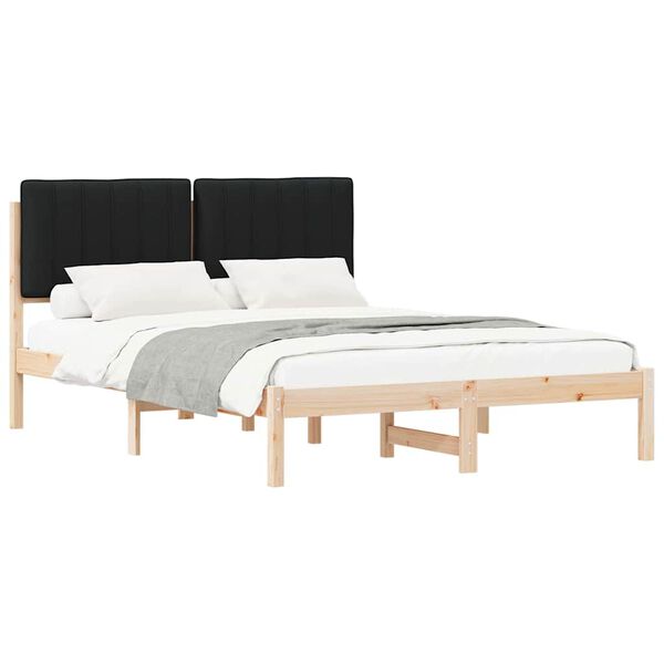 vidaXL Bedframe met Gevoerd Hoofdgedeelte Zwart 140 x 200 cm