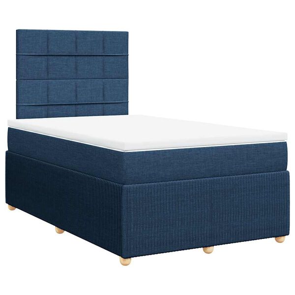 vidaXL Boxspring met matras stof blauw 120x200 cm