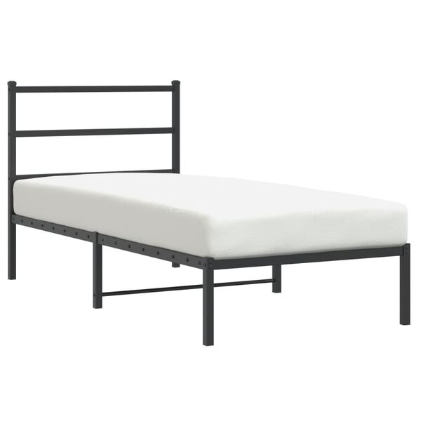 vidaXL Bedframe met hoofdbord metaal zwart 90x200 cm