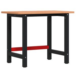 vidaXL Werkbank rechthoekig 100x60x81,5 cm massief beukenhout