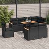 vidaXL 9-delige Loungeset met kussens poly rattan acacia zwart