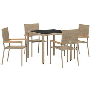 vidaXL Tuin eettafelset 5 pcs Beige poly rattan