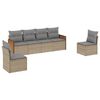 vidaXL 6-delige Loungeset met kussens poly rattan beige
