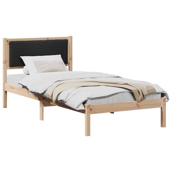 vidaXL Bedframe met hoofdeinde Zwart 90 x 200 cm Massief grenenhout