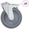 vidaXL 8 st Zwenkwielen met boutgaten 125 mm