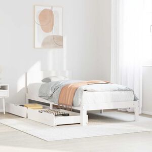 vidaXL Bedframe met lades massief grenenhout wit 75x190 cm
