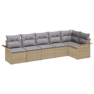 vidaXL Tuin Sofa Set met kussen 6 pcs Beige poly rattan
