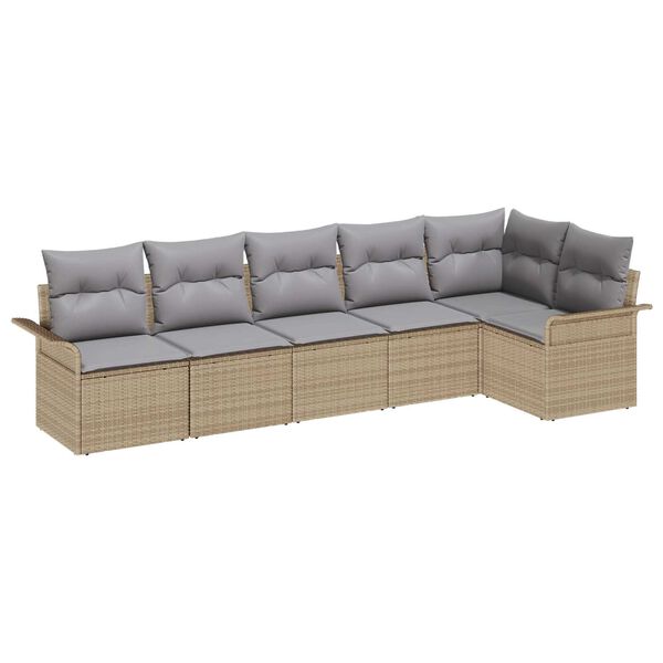 vidaXL Tuin Sofa Set met kussen 6 pcs Beige poly rattan