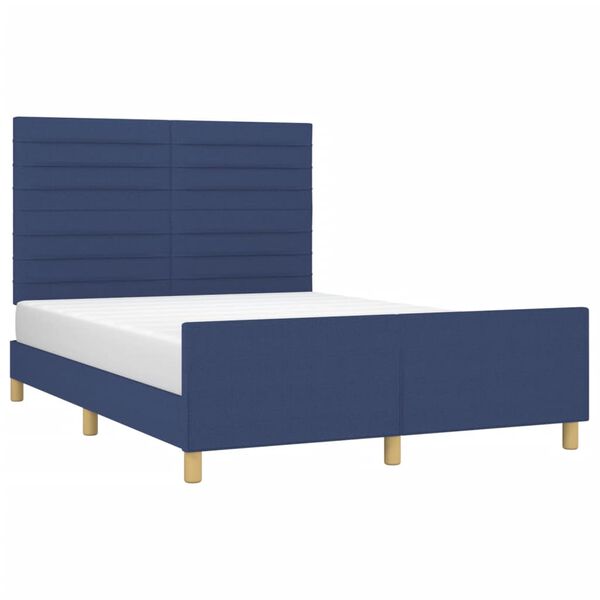 vidaXL Bedframe zonder matras stof blauw 140x200 cm