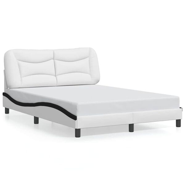 vidaXL Bedframe zonder matras "Hvar" kunstleer zwart en wit 120x200 cm