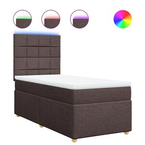 vidaXL Boxspring met matras stof donkerbruin 90x190 cm
