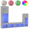 vidaXL 4-delige Tv-wandmeubelset met LED bewerkt hout betongrijs