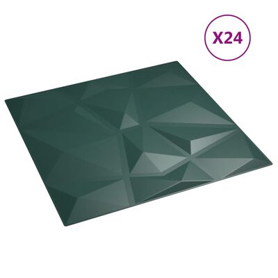 vidaXL 24 st Wandpanelen diamant 6 m² 50x50 cm XPS groen