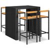 vidaXL 5-delige Tuinbarset poly rattan en massief acaciahout zwart