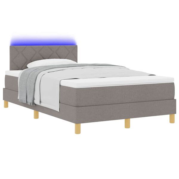 vidaXL LED Box Spring Bed met matras met LED Taupe 120 x 190 cm Stof