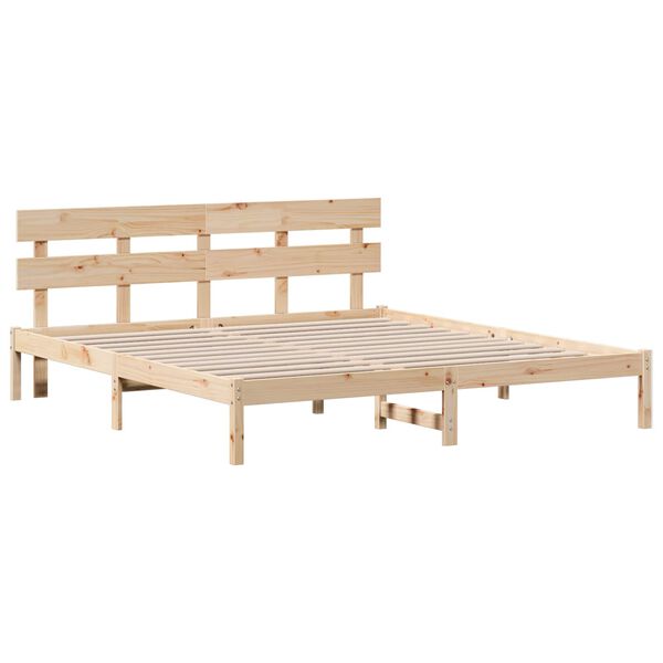 vidaXL Bedframe met hoofdeinde Bruin 200 x 200 cm Massief grenenhout