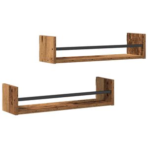 vidaXL Wandplank Wandgemonteerd 2 pcs Oudhout 60 x 16 x 14 cm