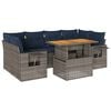 vidaXL 7-delige Loungeset met kussens poly rattan grijs