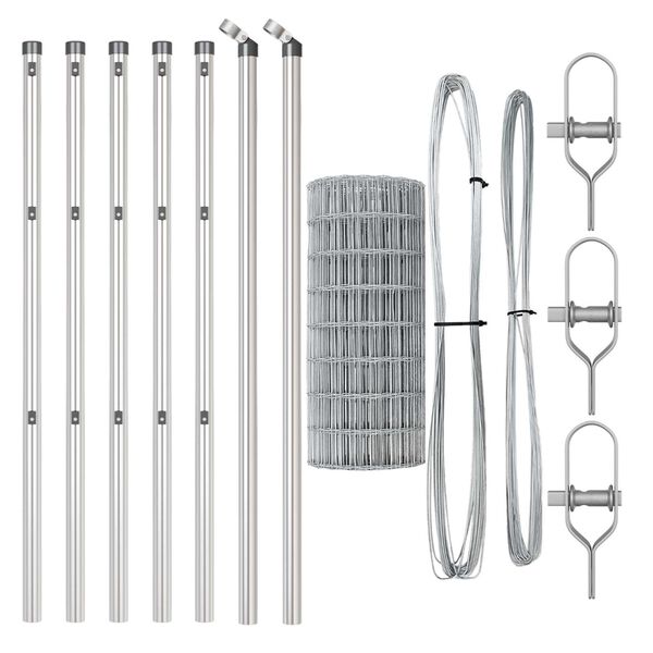 vidaXL Hek met Paal Zilver 0,4 x 50 m Staal en PVC